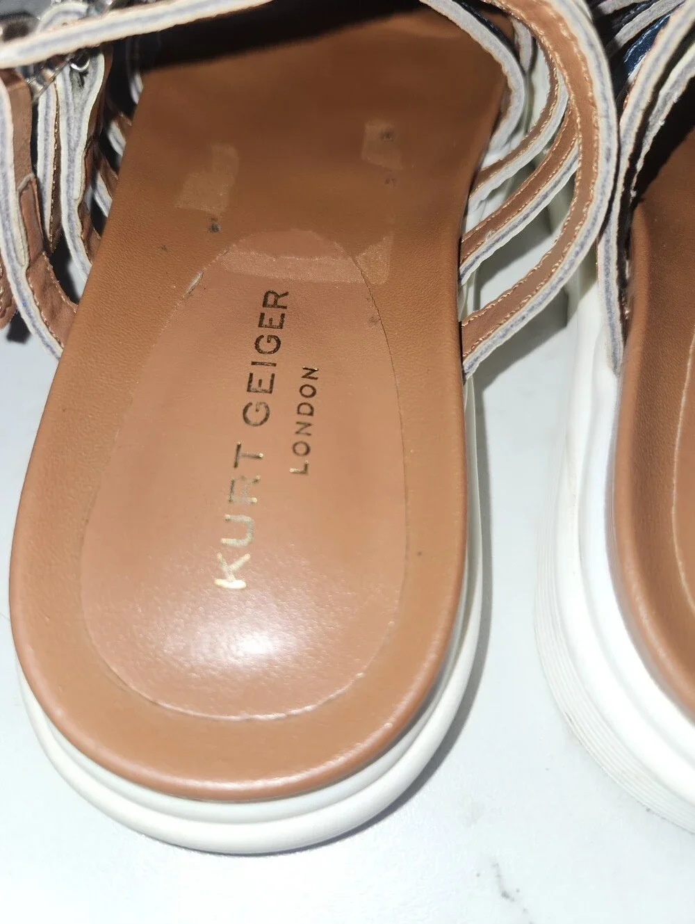 Kurt Geiger London Multi-Strap Metallic Slide Sandals